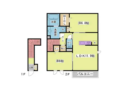 サニーコート加佐(2LDK/2階)の間取り写真