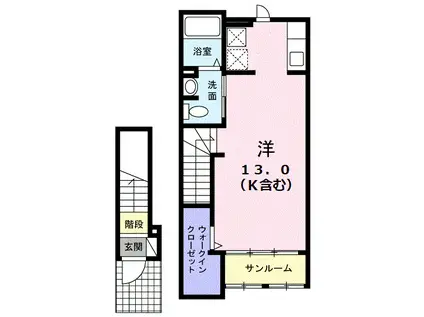 フレミールヴァン C(ワンルーム/2階)の間取り写真