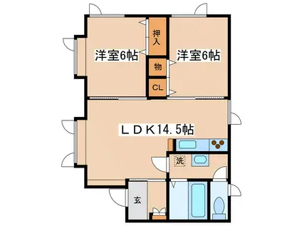 リゾートあべ千代の浦(2LDK/1階)の間取り写真