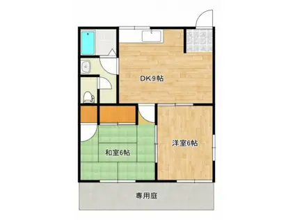 タウンハタノI(2DK/1階)の間取り写真