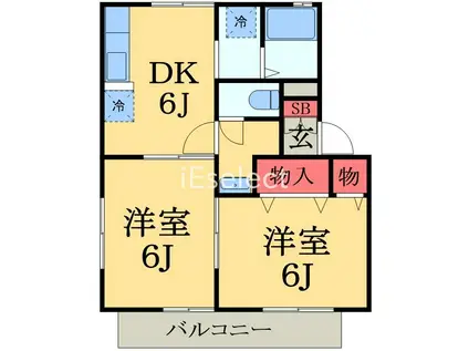 ヴィラフォーレ B(2DK/1階)の間取り写真