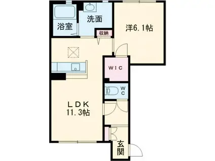 ユアーハウスE(1LDK/1階)の間取り写真