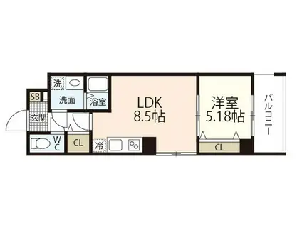 TERRACE TOKAICHI(1LDK/4階)の間取り写真