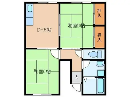 メゾンフェリカ(2DK/1階)の間取り写真