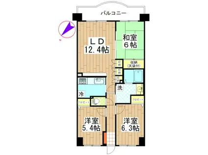 エクセル西千葉(3LDK/10階)の間取り写真