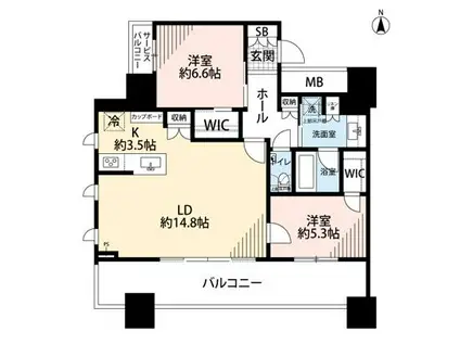 タワー・ザ・ファースト名古屋(2LDK/5階)の間取り写真