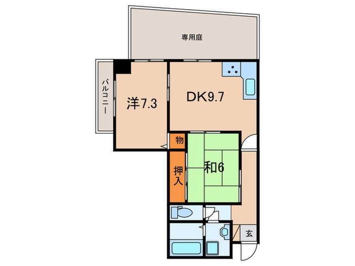 アミティ松本(2DK/1階)の間取り写真