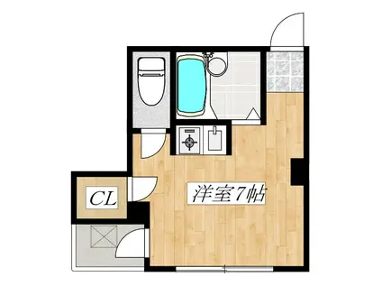 ベルハピネス(ワンルーム/2階)の間取り写真