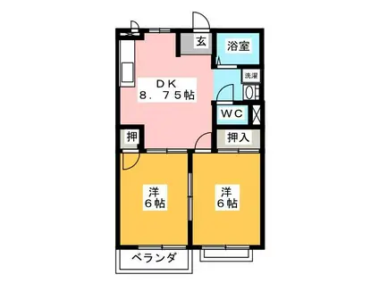 KSHOUSE A(2DK/2階)の間取り写真