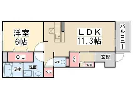 サンリットヒル(1LDK/1階)の間取り写真