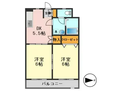 廣田-88(2DK/1階)の間取り写真
