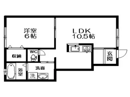 サンガーデン一橋C棟(1LDK/1階)の間取り写真