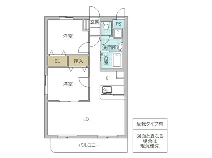 メゾンダイトク II(2LDK/3階)の間取り写真