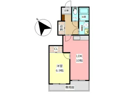 サザンクロスII(1LDK/1階)の間取り写真