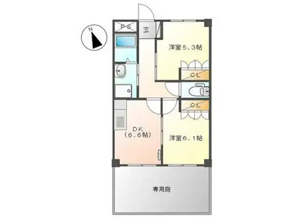 メゾン・エスポアールI(2DK/1階)の間取り写真