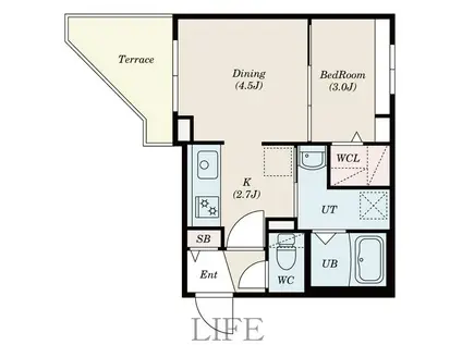 EARENDEL平岸(1DK/1階)の間取り写真