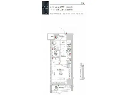 OMNIA横濱阪東橋(1K/5階)の間取り写真