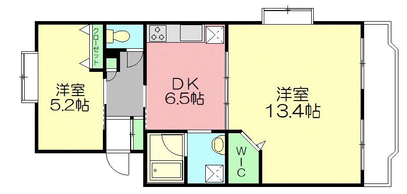 クレセール湘南(2DK/1階)の間取り写真