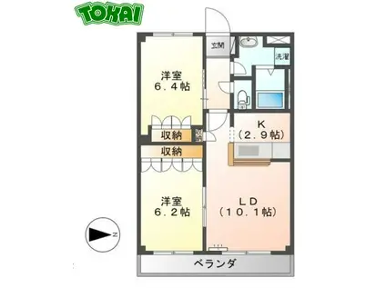 CASA RECUERDO(2LDK/2階)の間取り写真