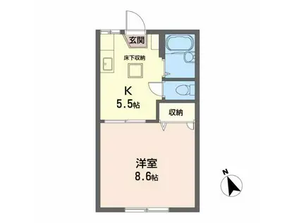 パティオス仙台(1K/1階)の間取り写真