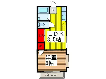 ベルハイツ(1LDK/2階)の間取り写真