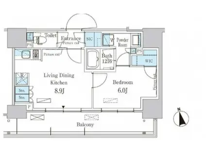 パークアクシス東陽町・親水公園(1LDK/7階)の間取り写真
