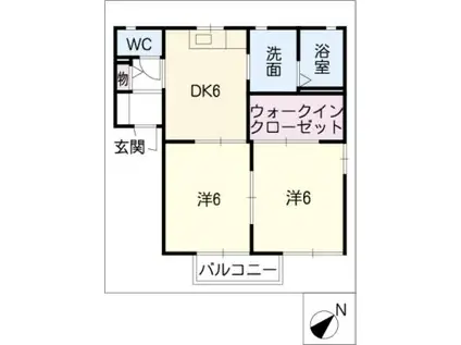 パポB棟(2DK/2階)の間取り写真