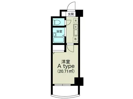 ノルデンハイム東三国IIIB棟(1K/2階)の間取り写真