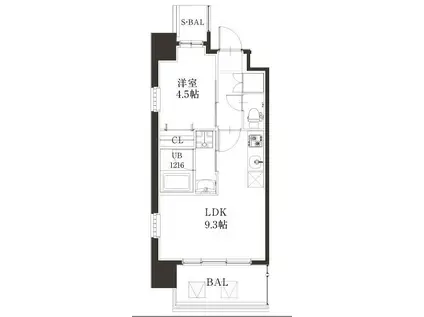 レオングラン新大阪レジデンス(1LDK/11階)の間取り写真
