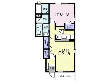 クラール(1LDK/1階)の間取り写真