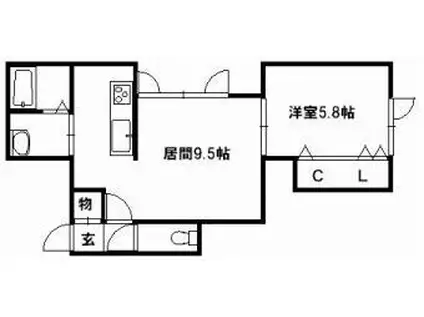 グランピア37(1LDK/1階)の間取り写真