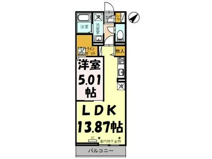 グランチェスタ浦和美園(1LDK/1階)の間取り写真