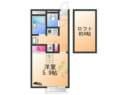 レオパレスフローラ(1K/1階)の間取り写真