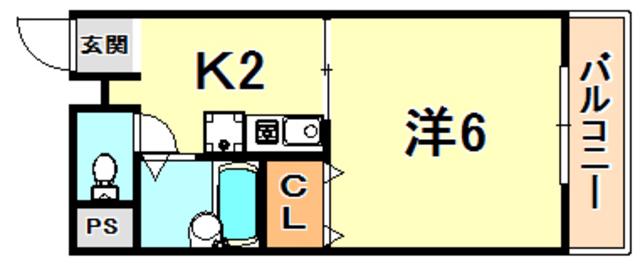ウィステリア青木(1K/4階)の間取り写真