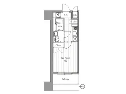 プライマル森下(1K/14階)の間取り写真