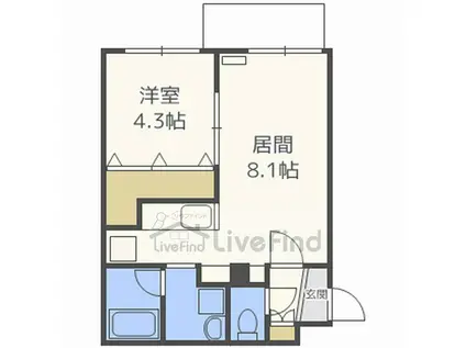 グランモード澄川(1LDK/2階)の間取り写真