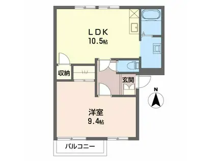 ダブル・クルーB(1LDK/1階)の間取り写真