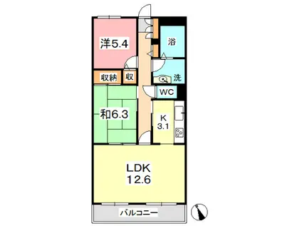 パークタウン茶屋町A棟(2LDK/1階)の間取り写真