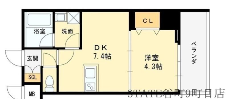 ヴィーナス今里(1DK/7階)の間取り写真