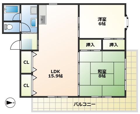アーバンステージ(2LDK/2階)の間取り写真