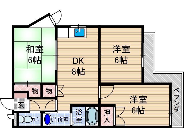 プリマベーラ(3DK/1階)の間取り写真