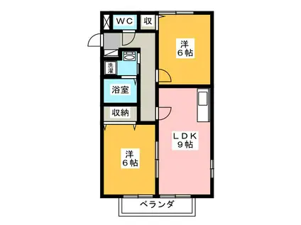 サンビレッジ弥生の森C(2LDK/1階)の間取り写真