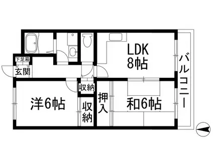 エコーハイツ(2LDK/3階)の間取り写真