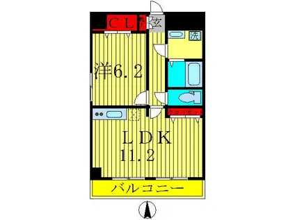 グランツ(1LDK/6階)の間取り写真