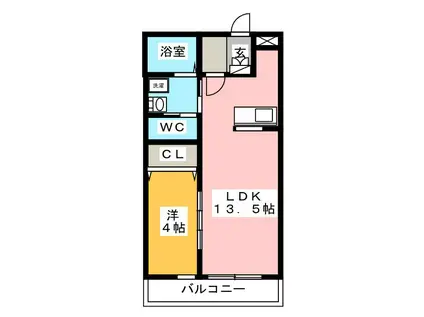 グランディールボワIII(1LDK/3階)の間取り写真