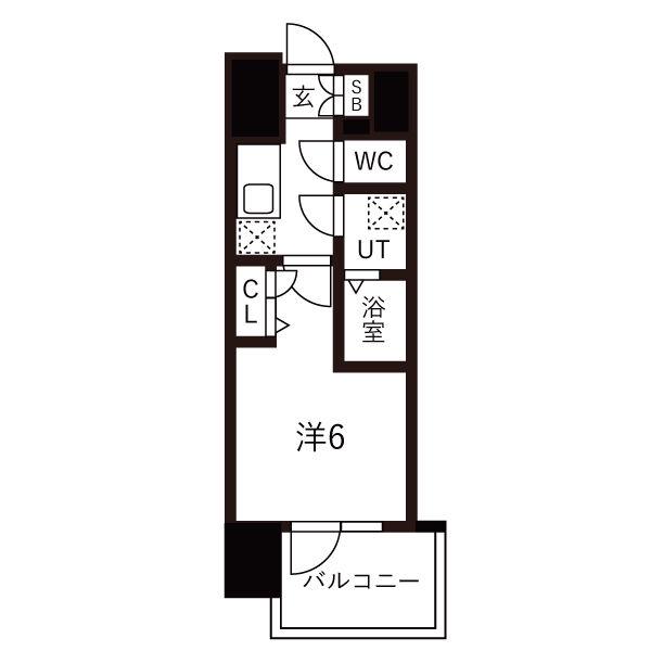 レジュールアッシュOSAKAGATEWAY(1K/9階)の間取り写真