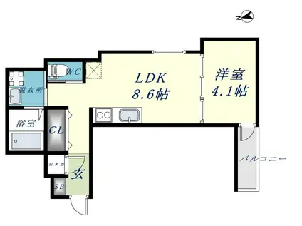 F ASESIA BOEHM(1LDK/3階)の間取り写真