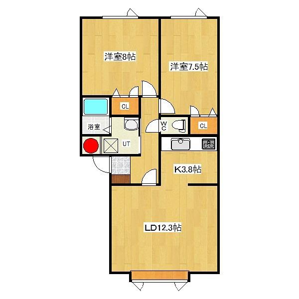 チロルV(2LDK/1階)の間取り写真
