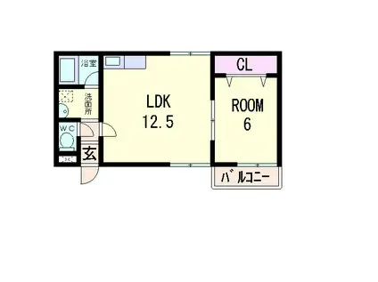 イーグル(1LDK/2階)の間取り写真