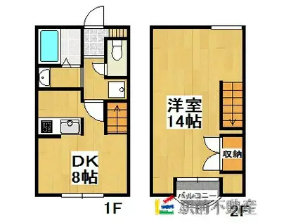 フォレスト三輪I(1DK/1階)の間取り写真
